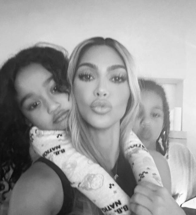 Kim with two of her children. Credit: @kimkardashian/Instagram