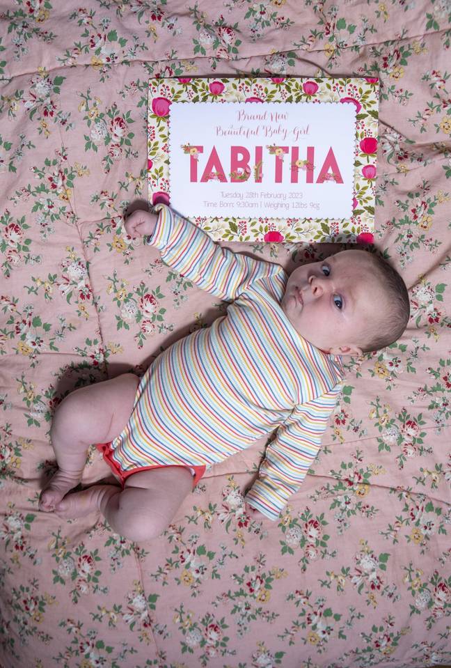 Tabitha was born weighing 12lbs 9oz. Credit: SWNS