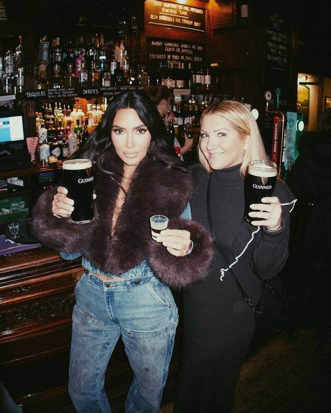 Fans are convinced they know why Kim was sipping on a Guinness at the pub. Credit: Instagram/@kimkardashian