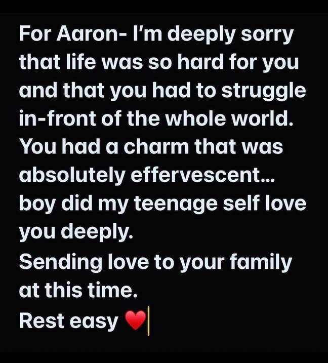 Hilary Duff paid tribute to the late Aaron Carter in a heartfelt Instagram post. Credit: Instagram/@hilaryduff
