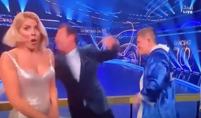 Ricky Hatton landed a blow to Stephen Mulhern's arm on Dancing on Ice. Credit: ITV