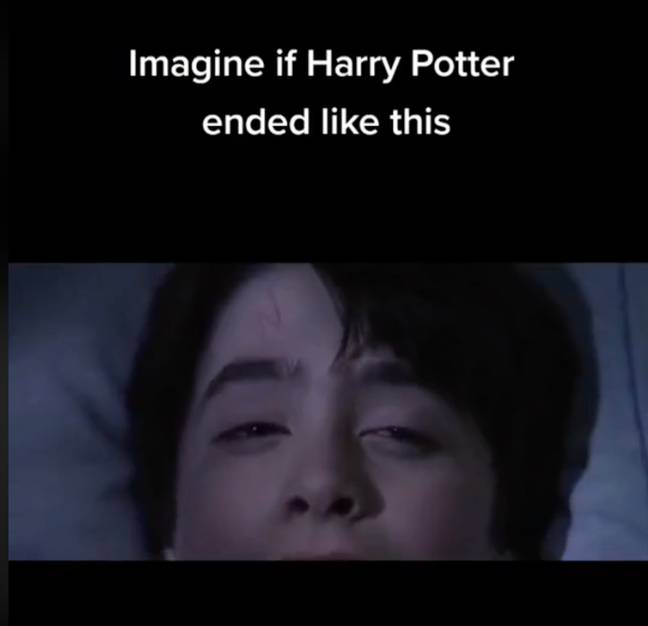 The clip then ends with Harry waking up in the cupboard under the stairs. Credit: Warner Bros/@harrypotter9340/TikTok