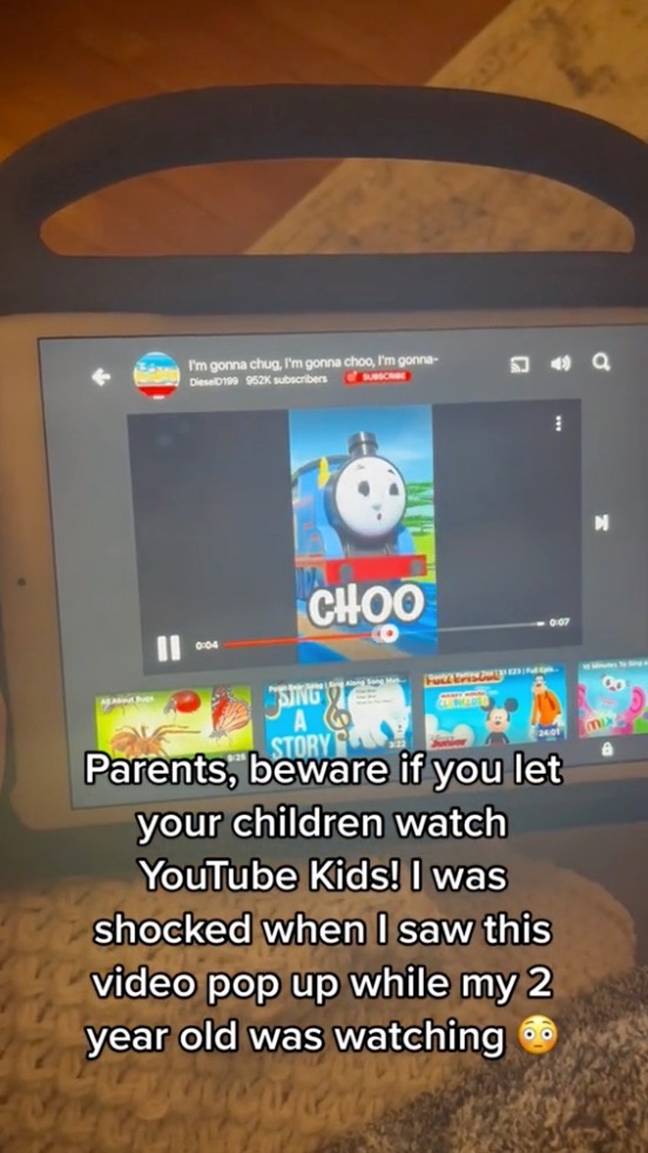 An eerie Thomas the Tank Engine video has found its way on YouTube kids and one mum is mortified by the clip. Credit: TikTok/@beautyby_hd