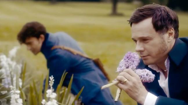 Edmund can be seen picking hyacinths, to take inside to his wife Violet (Credit: Netflix)