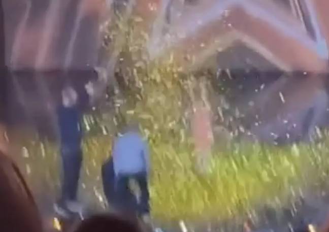 Leaked footage revealed a man shooting confetti towards the contestant. Credit: Twitter/@Adam_Khan100