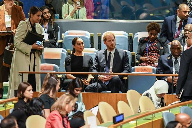 Meghan helped a woman during a United Nations meeting. Credit: Sipa US/Alamy Stock Photo
