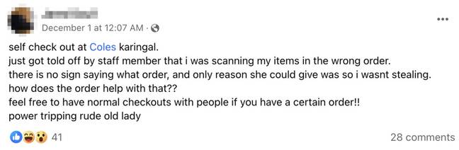 They said they were told they were scanning items in the wrong order. Credit: Facebook