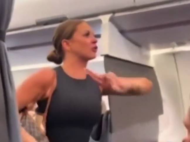 The woman's rant got her removed from the plane and she wasn't allowed back on. Credit: TikTok/@texaskansasnnn