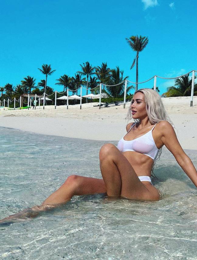 Kim also shared snaps rocking the 'naked bikini' trend promoting her Skims swimwear line. Credit: Instagram/@kimkardashian