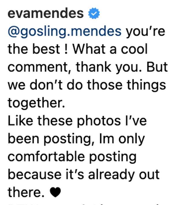 Mendes said she only shares images that are 'already out there'. Credit: Instagram/@eva.mendes