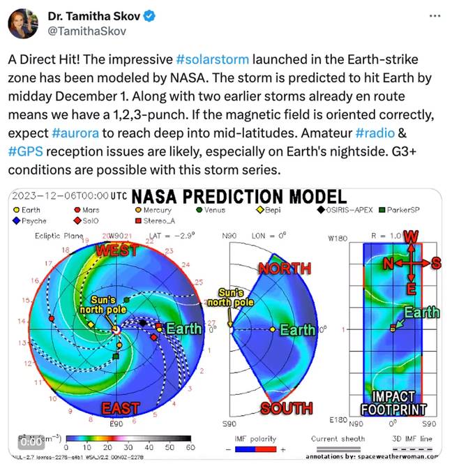 Dr. Skov warned on social media that the storm was coming. Credits: X/@TamithaSkov