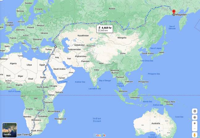 The route will take you across 17 countries. Credit: Google Maps