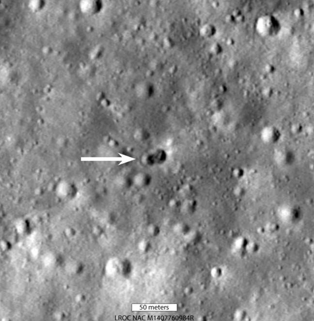 NASA has shared images of an unidentified spacecraft that has crashed into the moon. Credit: NASA