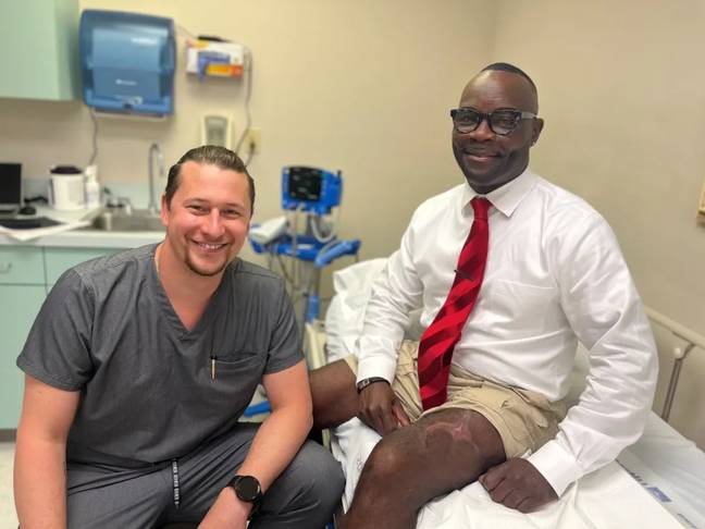 Adams has Dr Fritz Brink to thank for his treatment. Credit: HCA Florida Pasadena Hospital