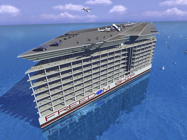 The vessel would be five times the size of the biggest ships at over a mile long. Credit: Freedom Cruise Line International