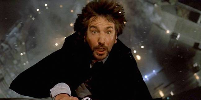 Alan Rickman is method acting here in Die Hard, not that it was his choice. Credit: Alamy