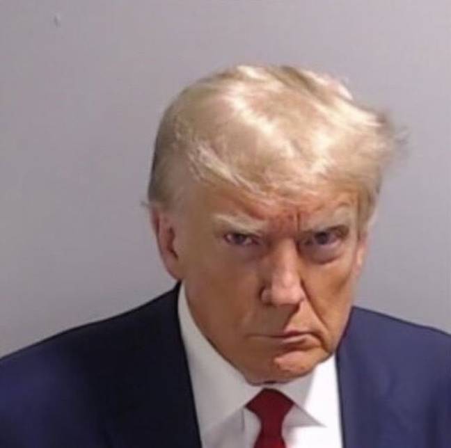 Donald Trump’s historic mugshot is now unofficially meme-of-the-year. Credit: Fulton County Sheriff's Office