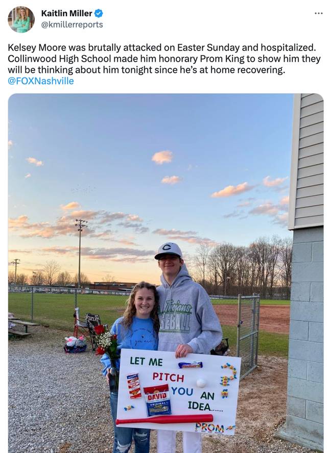 Moore had been looking forward to prom when he was attacked. Credit: Twitter/@kmillerreports