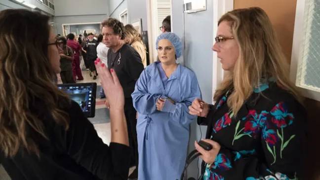 Elisabeth Finch on the set of Grey's Anatomy. Credit: ABC