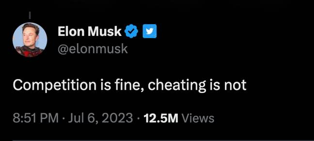 Musk is obviously unhappy with the new Threads platform. Credit: Twitter