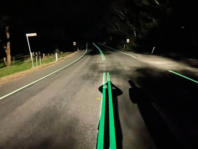 The lines boast a fluorescent colour. Credit: Tarmac Linemarking/ Facebook