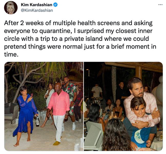 Kardashian had a lavish party on a private island to mark her 40th a couple of years ago. Credit: @KimKardashian/Twitter