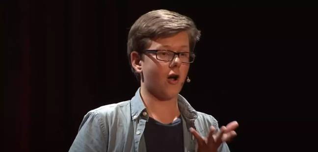 Erik Finman giving a TED Talk aged 15. Credit: TEDx