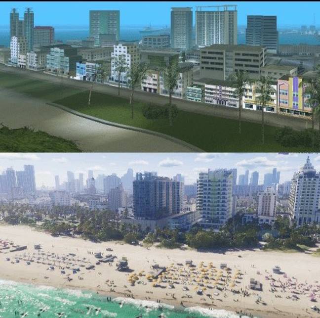 GTA fans are getting nostalgic over comparison pictures of Vice City and GTAVI. Credit: Rockstar Games