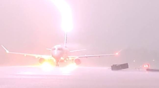 Luckily the plane was 'fine' after the lightning strike. Credit: ViralPress/@gulfstreamguy