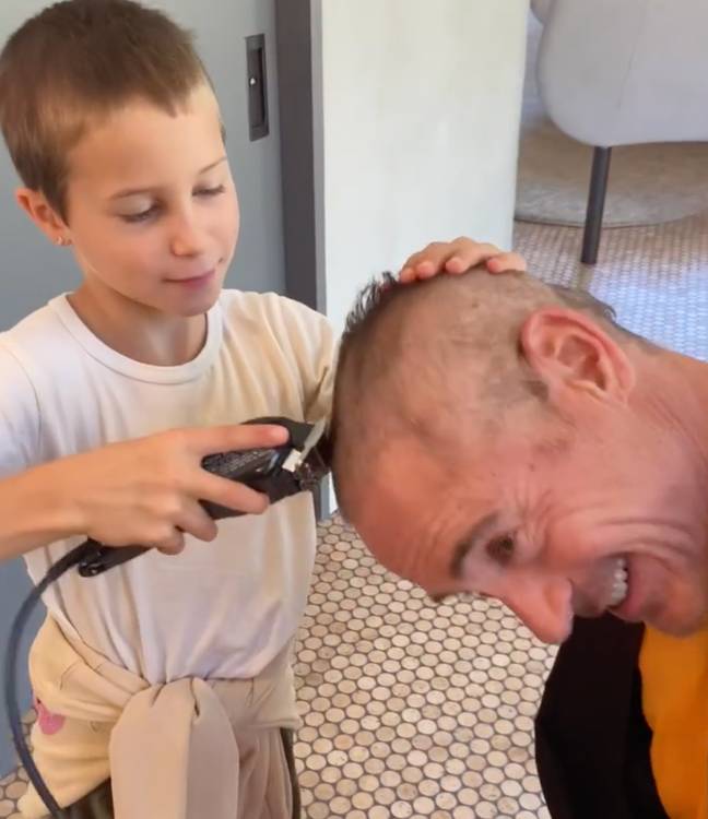 The kids were all too excited to shave Downey Jr.'s head. Credit: @robertdowneyjr/Instagram