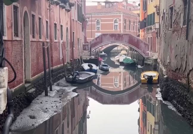 The iconic canals are currently incredibly low. Credit: YouTube/The Guardian