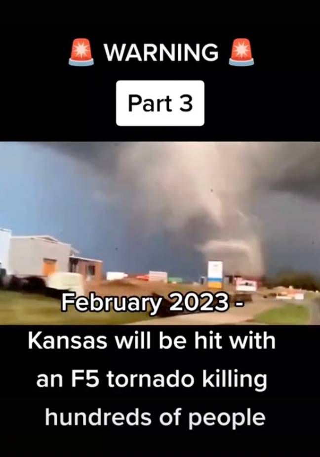 The self-proclaimed time traveller reckons there'll be a devastating tornado in Kansas next year. Credit: TikTok/@timetraveller3000