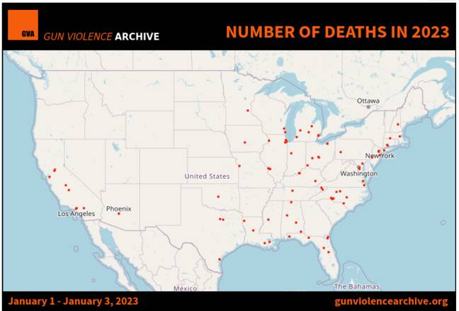 Seven mass shootings have already been recorded in the US. Credit: Gun Violence Archive