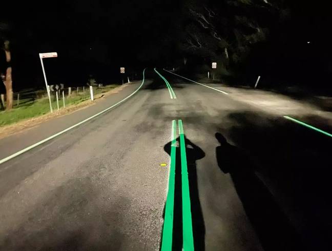 This is definitely a game-changer for motorists at night! Credit: Tarmac Linemarking/ Facebook
