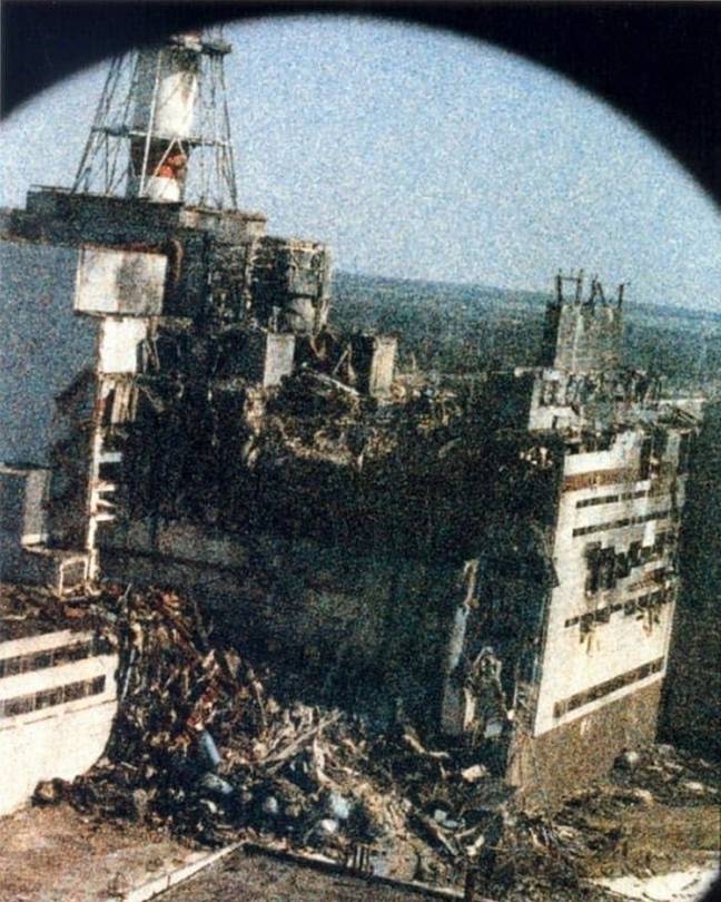 The first image taken of Chernobyl after the disaster. Credit: Igor Kostin