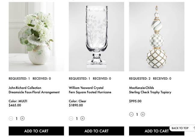 It's even more astounding the items have actually been bought for the couple. Credit: Neiman Marcus 