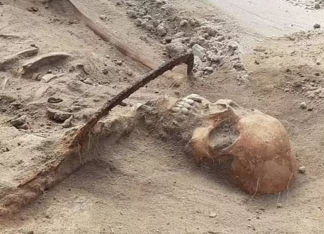 A 2015 dig discovered the skeletons of several men who were also buried with a sickle over their throat. Credit: Miroslaw Blicarski/Aleksander Poznan