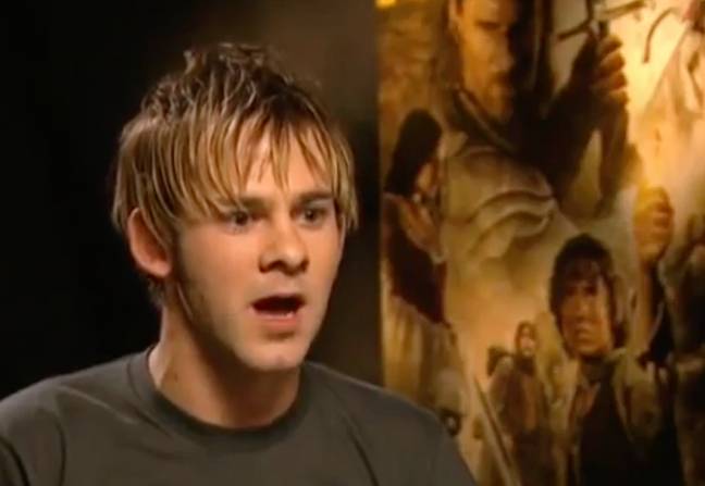 Dominic Monaghan pretend to be a reporter during the skit. Credit: New Line Cinema