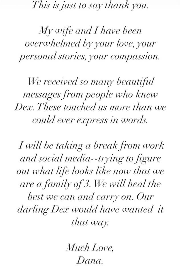 Dana announced his break from social media. Credit: Instagram/@danacarvey