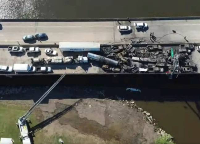More than 158 vehicles were involved in the pile-up. Credit: Facebook/Louisiana State Police