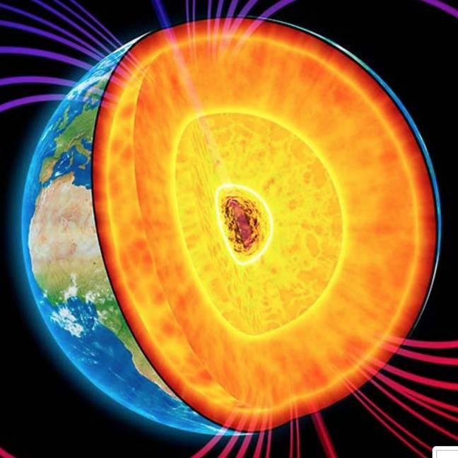 Over billions of years, water that has leaked through the Earth's surface has caused a new surface to form between the outer core and mantle of the Earth. Credit: Getty Stock Images