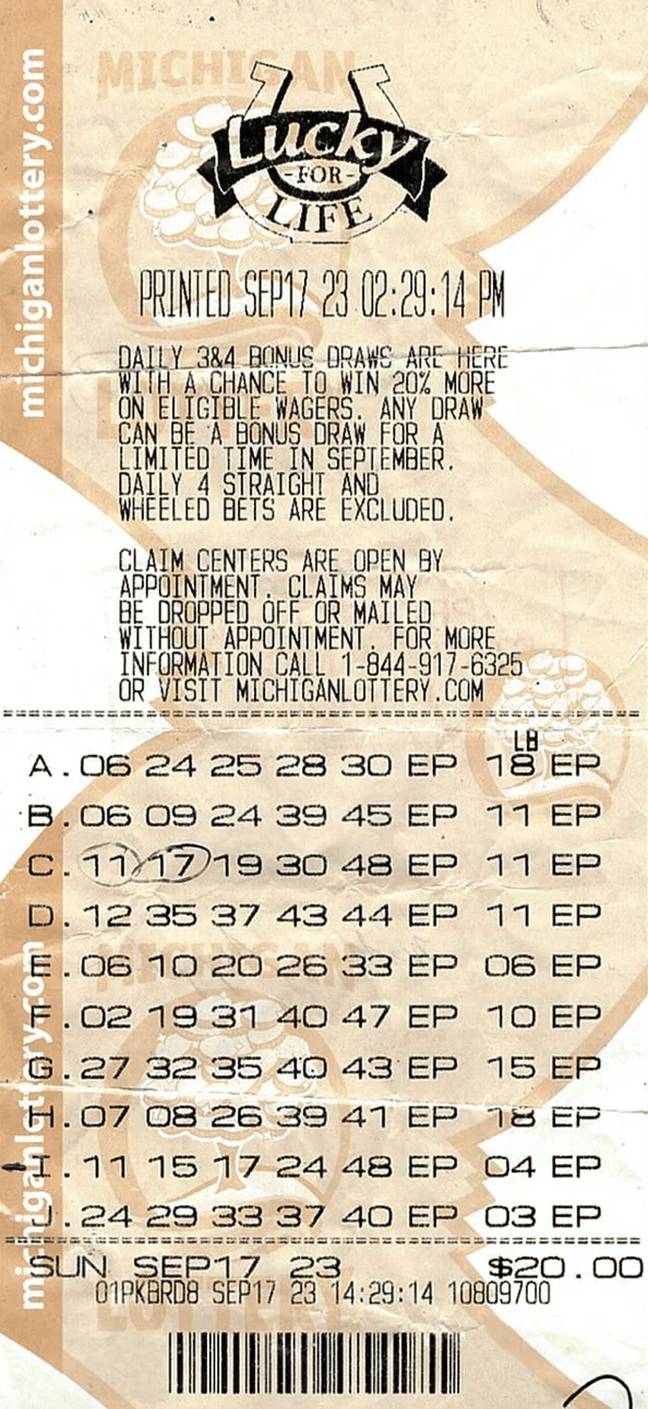 The winning ticket itself. Credit: Michigan Lottery Connect