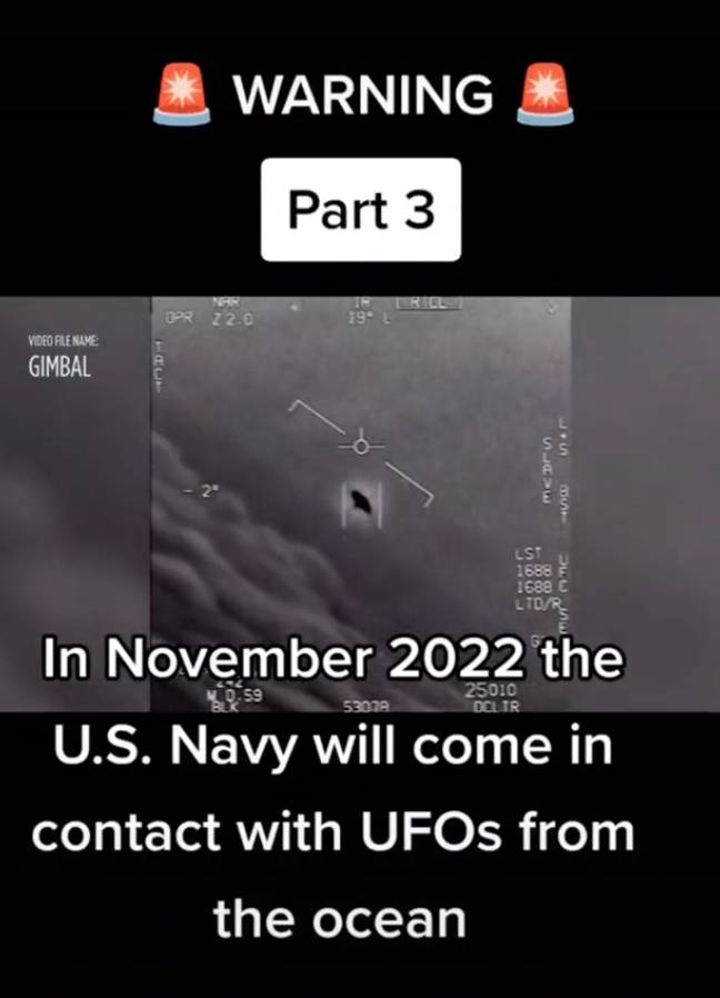 Will the US Navy make contact with UAPs this month? Credit: TikTok/@timetraveller3000