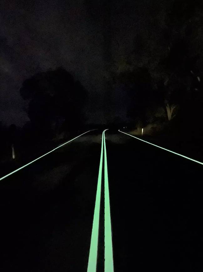 The lines light up at night to help drivers. Credit: Tarmac Linemarking/ Facebook