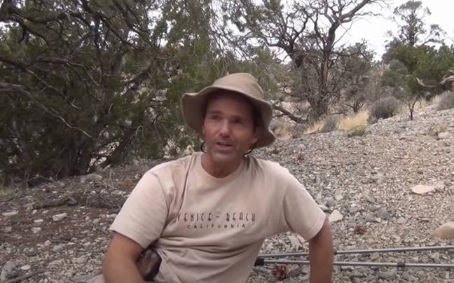 Kenny Veach claimed he found a 'hidden' cave near Nellis Air Force Base. Credit: YouTube/@snakebitmgee 