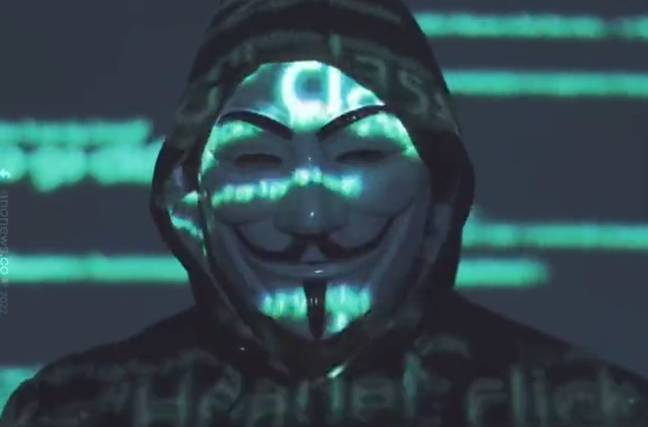 A spokesperson for the Anonymous hacking collective. Credit: @LatestAnonPress/Twitter