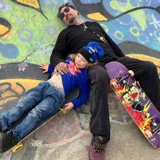 Margera with son Phoenix earlier this year. Credit: Instagram/@bam__margera