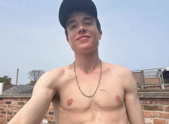 Elliot Page shared his first shirtless selfie on Instagram last week. Credit: Instagram/@elliotpage