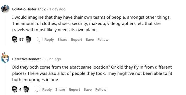 Some users tried to stick up for Jenner and Scott, theorising reasons they might have needed to fly separately. Credit: r/KUWTK/ Reddit