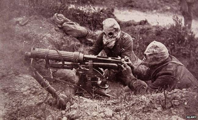 German troops wearing gas masks during WW1. Credit: Alamy